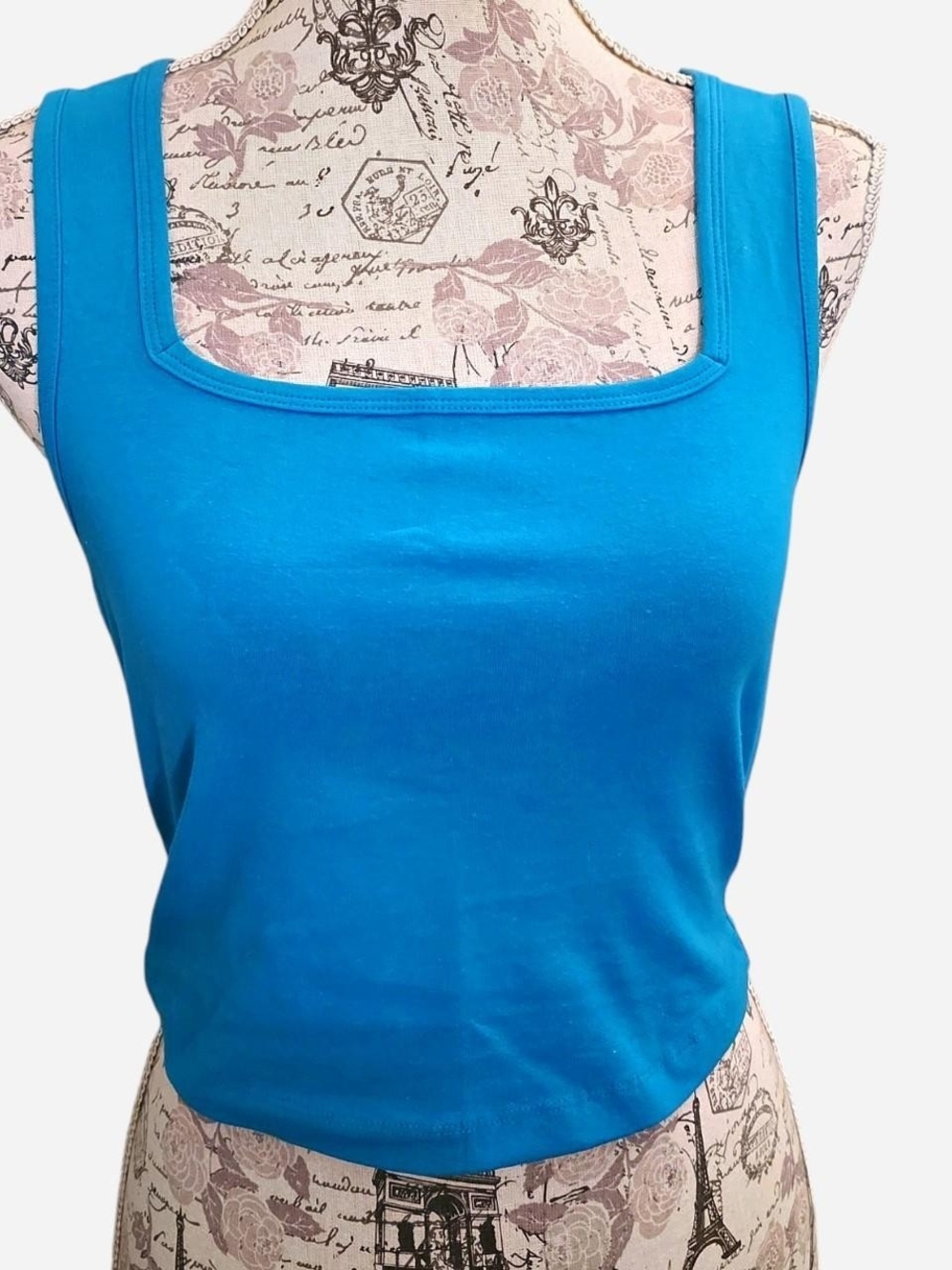 Zenana Outfitters Turquoise Square-Neck Crop Tank